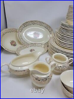 69 Pcs-Vintage Atlas China Warranted 22K Gold Floral Dinnerware Set Plates