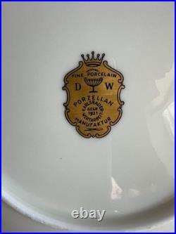 6 1930's Gold Encrusted Salad Plates DW Porzellan Karlsbader Wertarbeit -German
