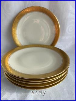 6 1930's Gold Encrusted Salad Plates DW Porzellan Karlsbader Wertarbeit -German