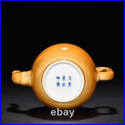 6.3 China Old Retro Qing Kangxi Mark Porcelain Yellow Glaze Bamboo Joint Teapot