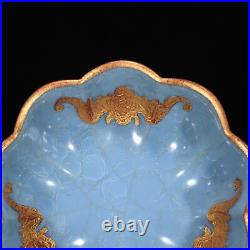 6.9 China old song dynasty Porcelain Ru Kiln Ice Crack Inlaid Gold Pen Wash