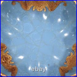 6.9 China old song dynasty Porcelain Ru Kiln Ice Crack Inlaid Gold Pen Wash