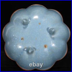 6.9 China old song dynasty Porcelain Ru Kiln Ice Crack Inlaid Gold Pen Wash