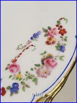 6 Antique Minton Hand Painted Plates Blue Gold Dresden Sprays Bright Blue Gold