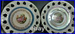 6 MTK Japan China Porcelain Wall Plaque Plate 6 Iridescent 22k Gold Victorian