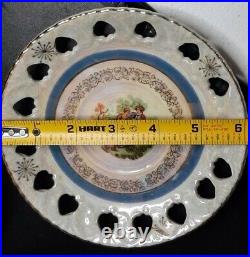 6 MTK Japan China Porcelain Wall Plaque Plate 6 Iridescent 22k Gold Victorian