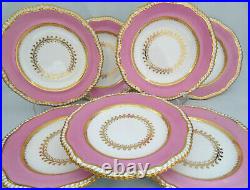6 Pc. Antique Copelands England Spode Pink & Gold Bone China Dessert Plates