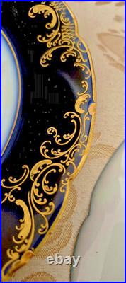 6 Pc JP Limoges Cobalt Gold Encrusted 8.5 Cherub Heavenly Angels Dessert Plates