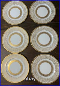 6 Rosedale China Gold Filigree Encrusted Bands Porcelain Dinner Plates 11