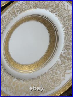 6 Rosedale China Gold Filigree Encrusted Bands Porcelain Dinner Plates 11