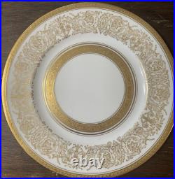 6 Rosedale China Gold Filigree Encrusted Bands Porcelain Dinner Plates 11
