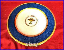 6 Spode Copelands China Lapis Blue & Gold Floral Lunch Plates 8-3/4