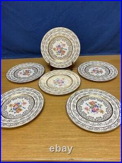 6 Vintage 22kt Gold Translucent China 10 1/4 Dinner Plates withGold Trim U. S. A