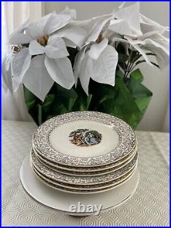 6 White/Gold Imperial Service Salem China Victorian 23 KT Lennox Plates/server