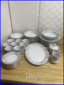 70s 80s Fengxi Porcelain China Gold Trim Floral Service For 8, 44 Pc Set