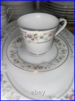 70s 80s Fengxi Porcelain China Gold Trim Floral Service For 8, 44 Pc Set