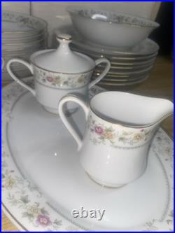 70s 80s Fengxi Porcelain China Gold Trim Floral Service For 8, 44 Pc Set