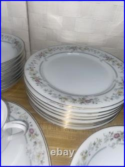 70s 80s Fengxi Porcelain China Gold Trim Floral Service For 8, 44 Pc Set