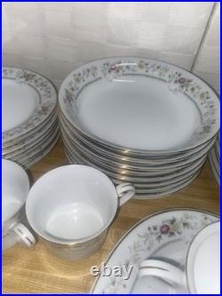 70s 80s Fengxi Porcelain China Gold Trim Floral Service For 8, 44 Pc Set