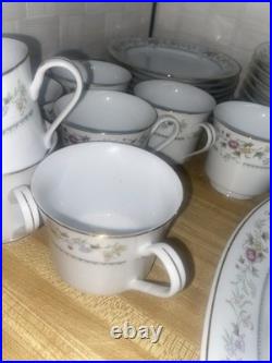 70s 80s Fengxi Porcelain China Gold Trim Floral Service For 8, 44 Pc Set