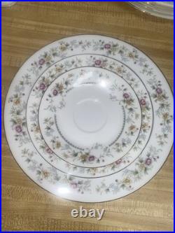 70s 80s Fengxi Porcelain China Gold Trim Floral Service For 8, 44 Pc Set