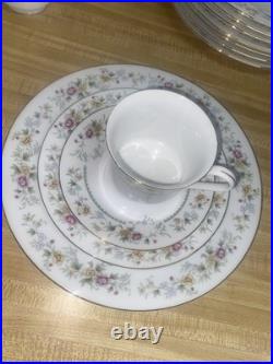 70s 80s Fengxi Porcelain China Gold Trim Floral Service For 8, 44 Pc Set