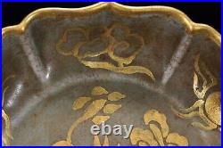 7.1 Old China antique ming dynasty Porcelain gilt Phoenix pattern Flower Plate