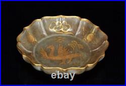 7.1 Old China antique ming dynasty Porcelain gilt Phoenix pattern Flower Plate