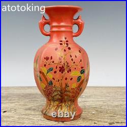 7.2 China Antique porcelain Ruyao wooden box gold ribbon vase