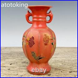 7.2 China Antique porcelain Ruyao wooden box gold ribbon vase