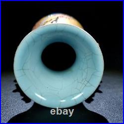 7.2 China Song dynasty Porcelain ru kiln mark gilt flower bird double ear vase