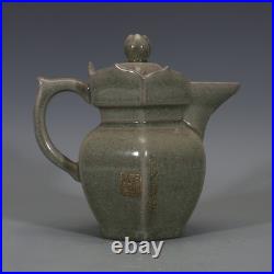 7.4 China Song Ruyao Porcelain Lettering Painting Gold Poetry Teapot