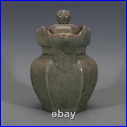 7.4 China Song Ruyao Porcelain Lettering Painting Gold Poetry Teapot