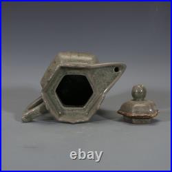 7.4 China Song Ruyao Porcelain Lettering Painting Gold Poetry Teapot