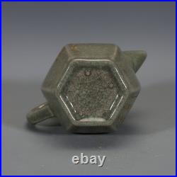 7.4 China Song Ruyao Porcelain Lettering Painting Gold Poetry Teapot