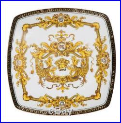 7.5 Set of 6 Euro Porcelain Medusa Fine Bone China Dessert Plates White & Gold