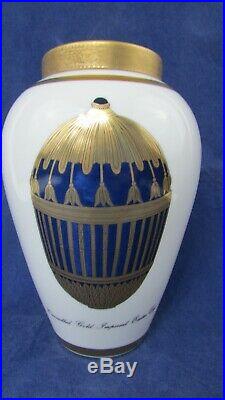 7 Faberge Vase- Imperial Gold China Porcelain Enameled Easter Egg Vase EUC
