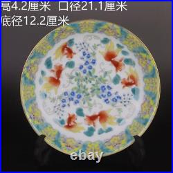 8.44China Porcelain Qianlong of Qing Dynasty Gold powder fish patterns disc