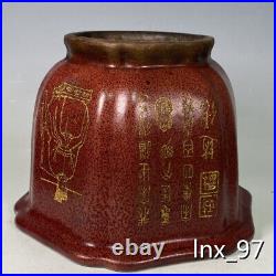 8.4 China Old porcelain A set of engraved gold flowerpot for Song imperial Kiln