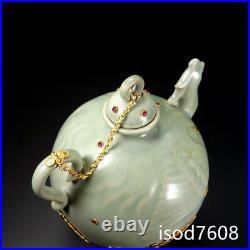 8.8 China ancient Exquisite carving Porcelain Gold deposit pot