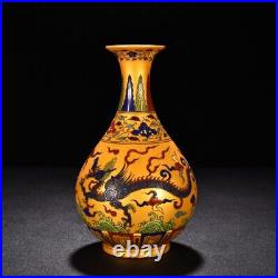 8.8 ming dynasty chenghua mark Porcelain gilt famille rose Dragon yuhuchun vase