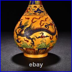 8.8 ming dynasty chenghua mark Porcelain gilt famille rose Dragon yuhuchun vase