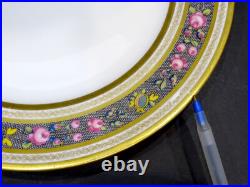 8 Antique CHARLES AHRENFELDT China LIMOGES Porcelain ROSES & GOLD Dinner Plates