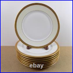 8 Bohemia Porcelain Dinner Plates BOH317 Gold Encrusted Edge Czechoslovakia VGC