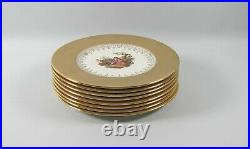 8 Gold Encrusted Superior China Romance/Courting Couple Scene Dinner Plates