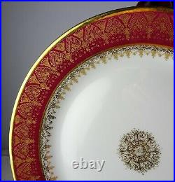 8 Limoges Snowflake Red Verge Salad Plates Pouyat for Wanamaker Antique China