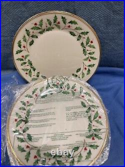 8 NEW Lenox Holiday Dimension 10.75 Dinner Plate Holly Berries Gold Rim