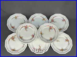 8 Rosenthal China MARIA Floral 12 Sided 10 Dinner Plates with Gold Band 1940's