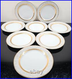 8 Royal Heritage Primavera Salad Plates Set Vintage Elegant Gold White Retro Lot