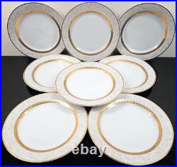 8 Royal Heritage Primavera Salad Plates Set Vintage Elegant Gold White Retro Lot